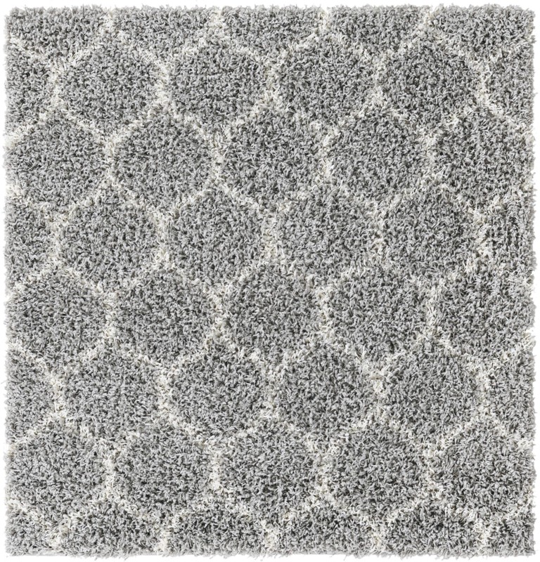4' x 4' Barnett · Lattice Shag Rug, gray and ivory