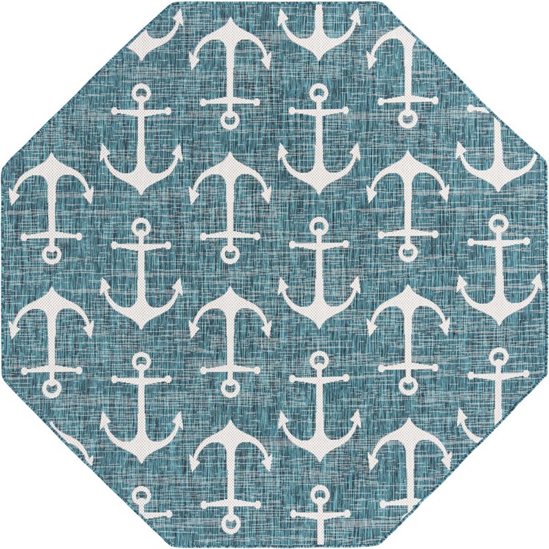 7' 10 x 7' 10 Millbrook · Pictoral Outdoor Rug, teal