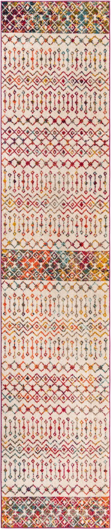 3' 3 x 16' 5 Vernon · Geometric tribal rug, ivory multi