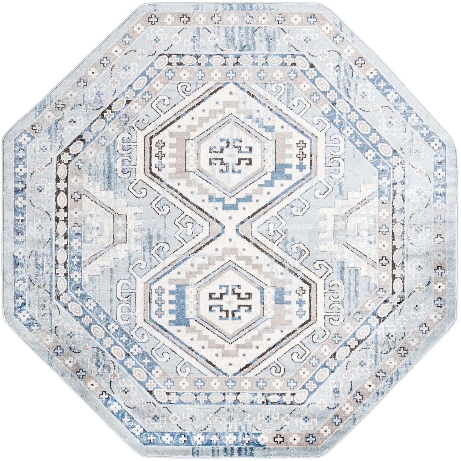 7' 10 x 7' 10 Harmon · Border rug, aqua blue