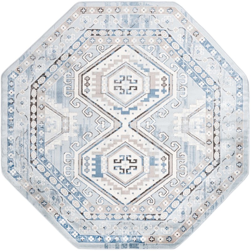Harmon · Border rug, aqua blue