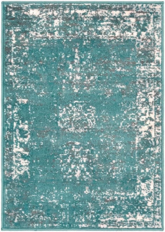 2' x 3' Blakemore · Distressed medallion rug, turquoise and ivory
