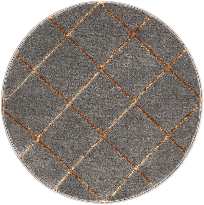 3' x 3' Gilchrist · Diamond trellis rug, gray and gold