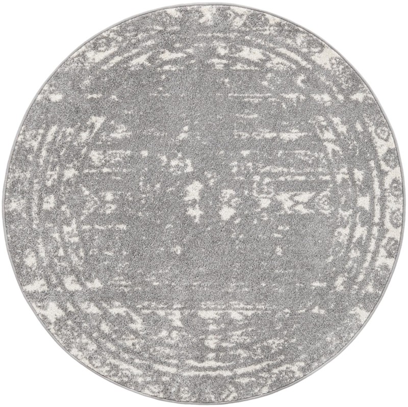 4' x 4' Underhill · Tribal stripe rug, gray and ivory