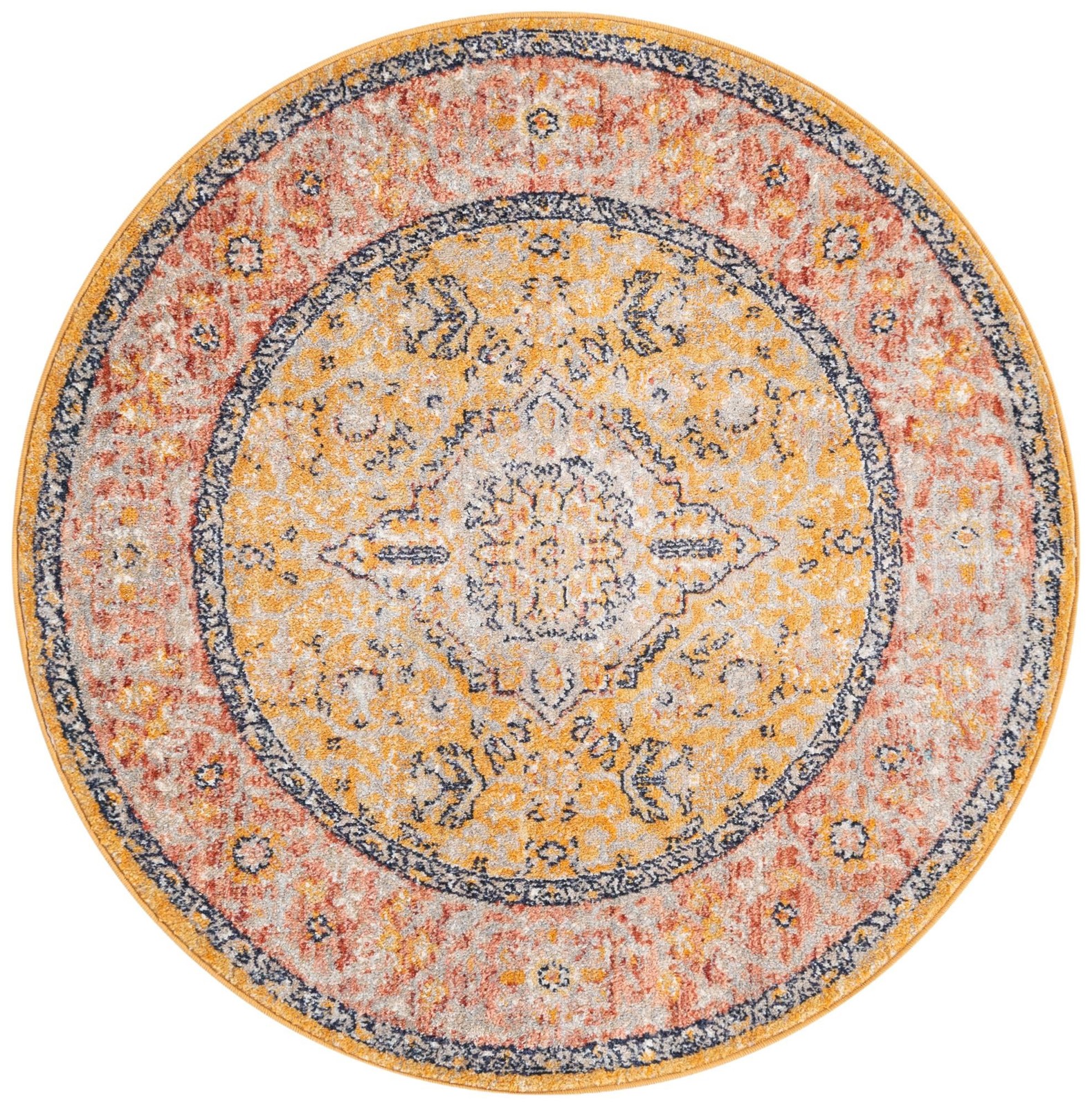 4' x 4' Thane · Border rug, yellow