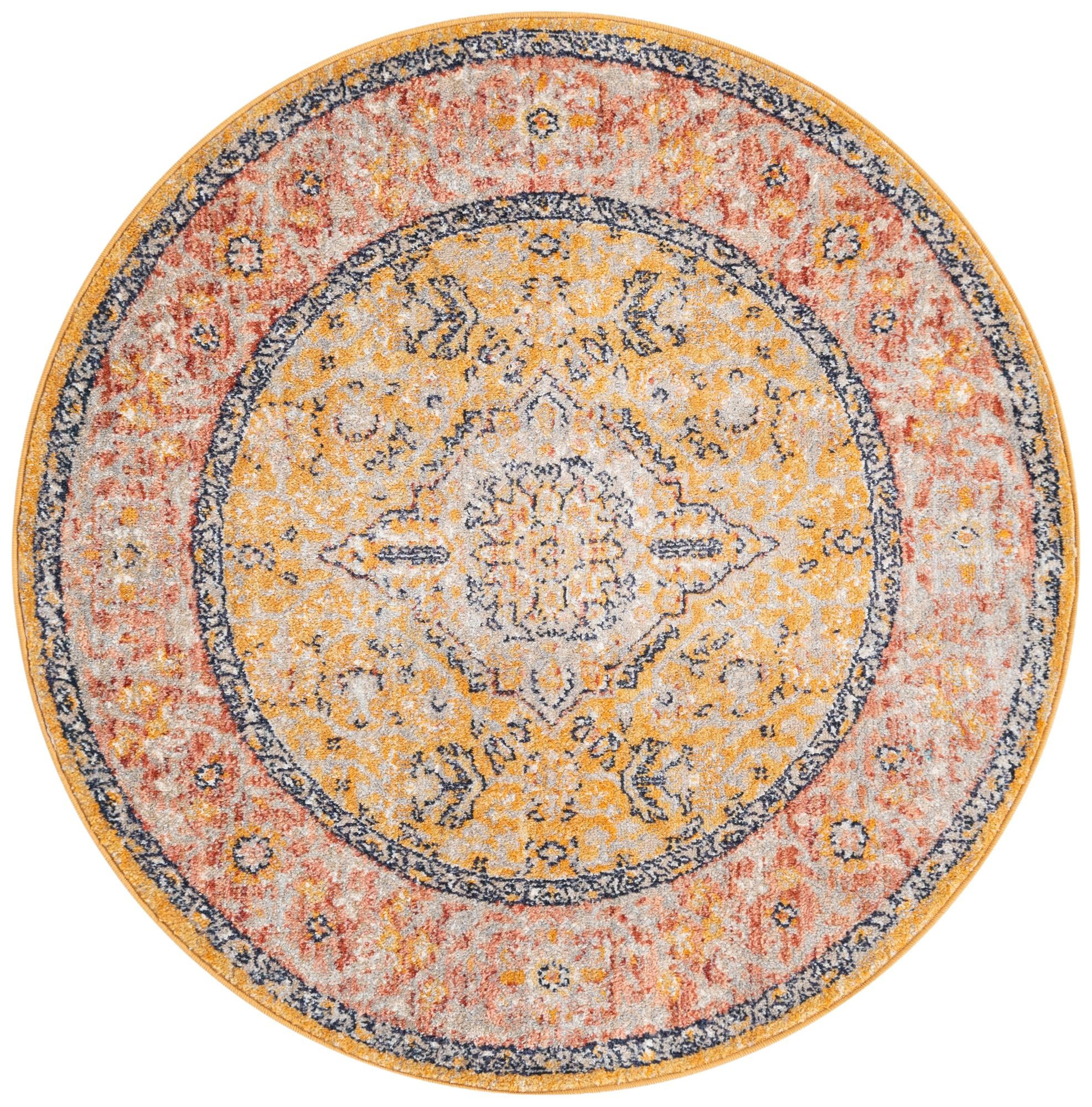 4' x 4' Thane · Border rug, yellow