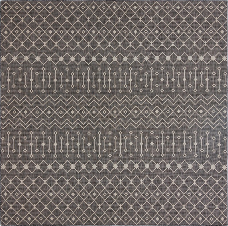 13' x 13' Kearney · Geometric diamond Outdoor Rug, charcoal and natural