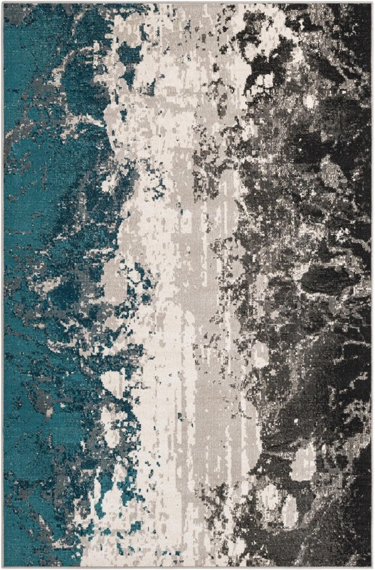 Bittern · Abstract rug, teal, gray and ivory