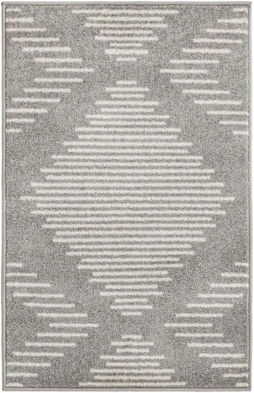 2' x 3' Knox · Geometric diamond rug, gray and ivory