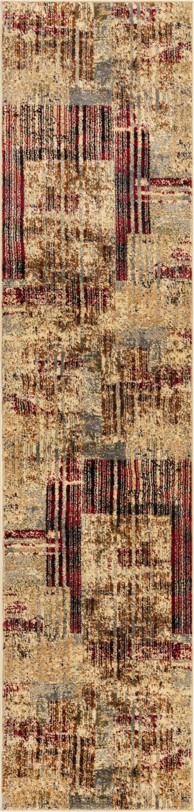 2' 2 x 9' Malvern · Abstract rug, beige, burgundy and black