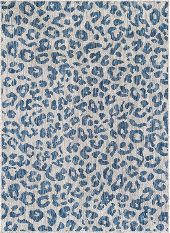 5' 3 x 7' Cardamom · Animal print Outdoor Rug, blue