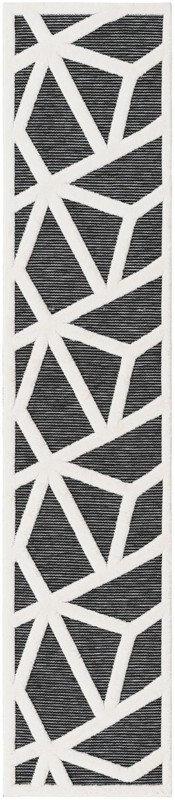 2' 7 x 12' Sutter · Geometric line rug, gray and ivory