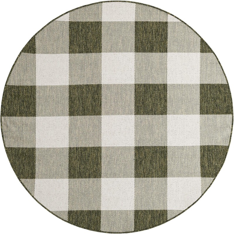 Ramona · Checkered Outdoor Rug, green and ivory