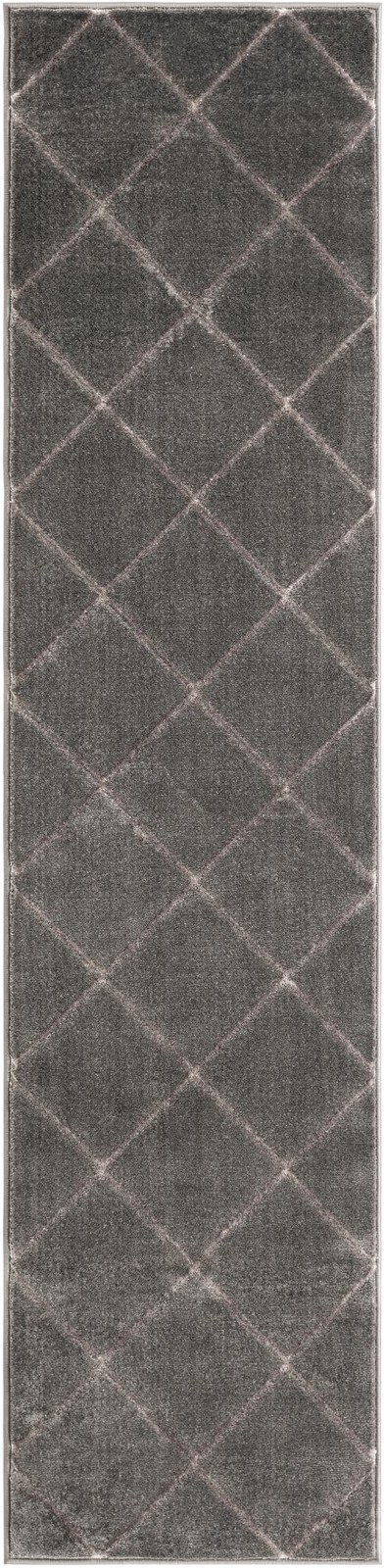 2' x 8' Gilchrist · Diamond rug, gray and silver