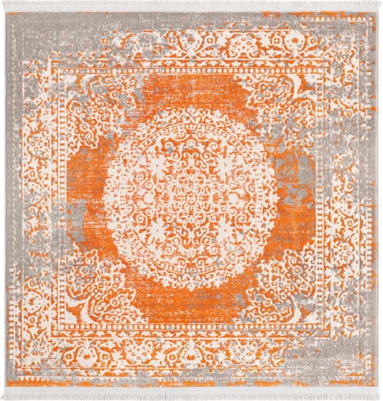 Crawley · Medallion rug, terracotta and gray