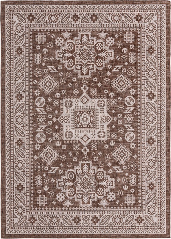 7' x 10' Bellamy · Border Outdoor Rug, brown