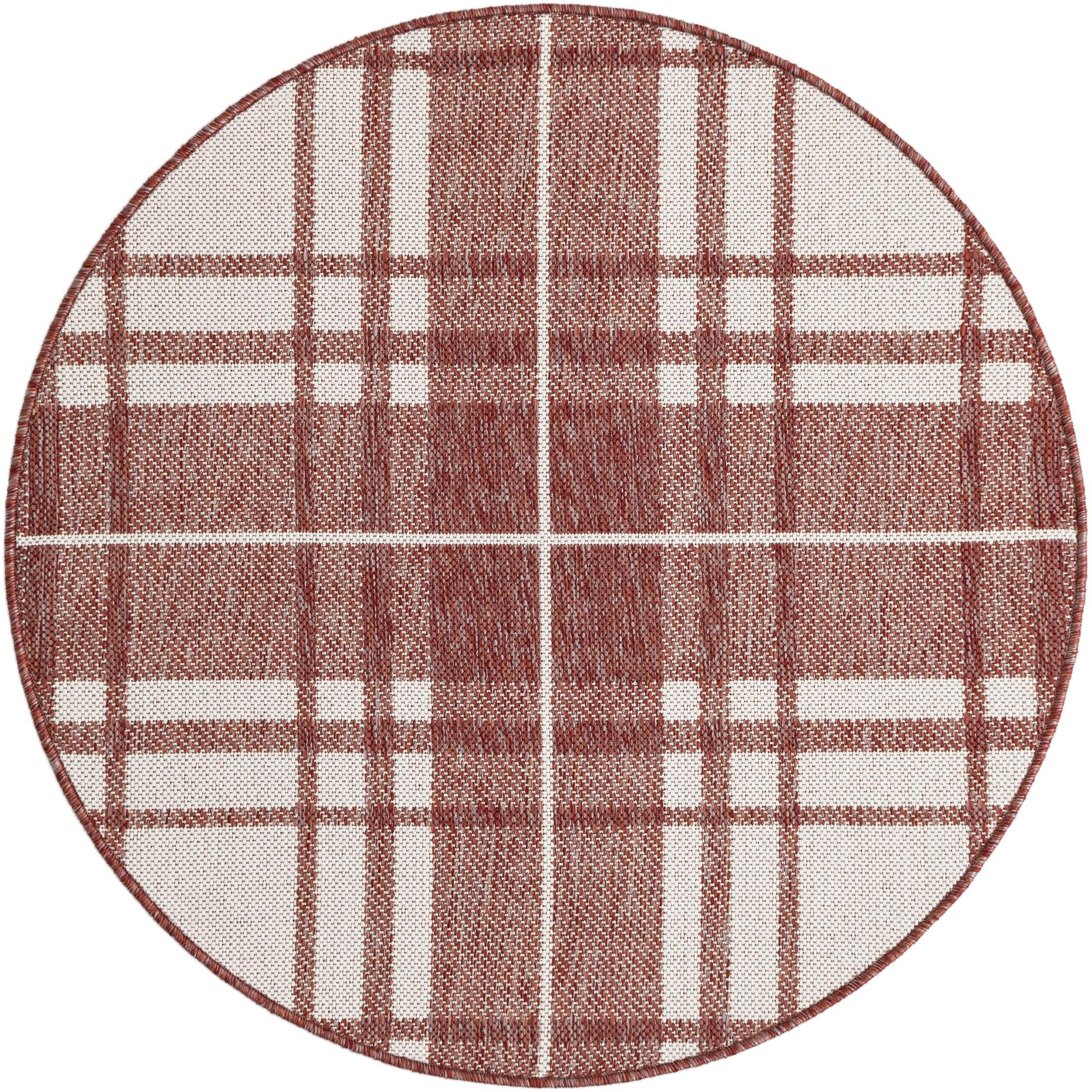 3' x 3' Maguire · Plaid Outdoor Rug, red