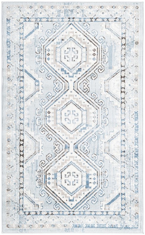 3' x 5' 3 Harmon · Border rug, aqua blue