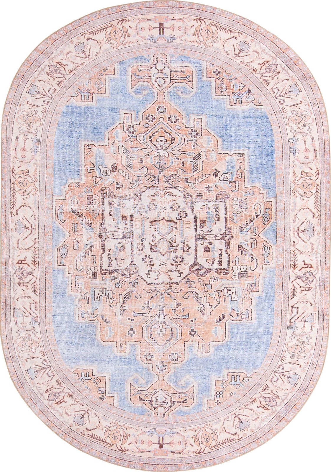 7' 6 x 10' 6 Boone · Medallion Washable Rug, blue and beige