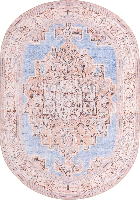 7' 6 x 10' 6 Boone · Medallion Washable Rug, blue and beige