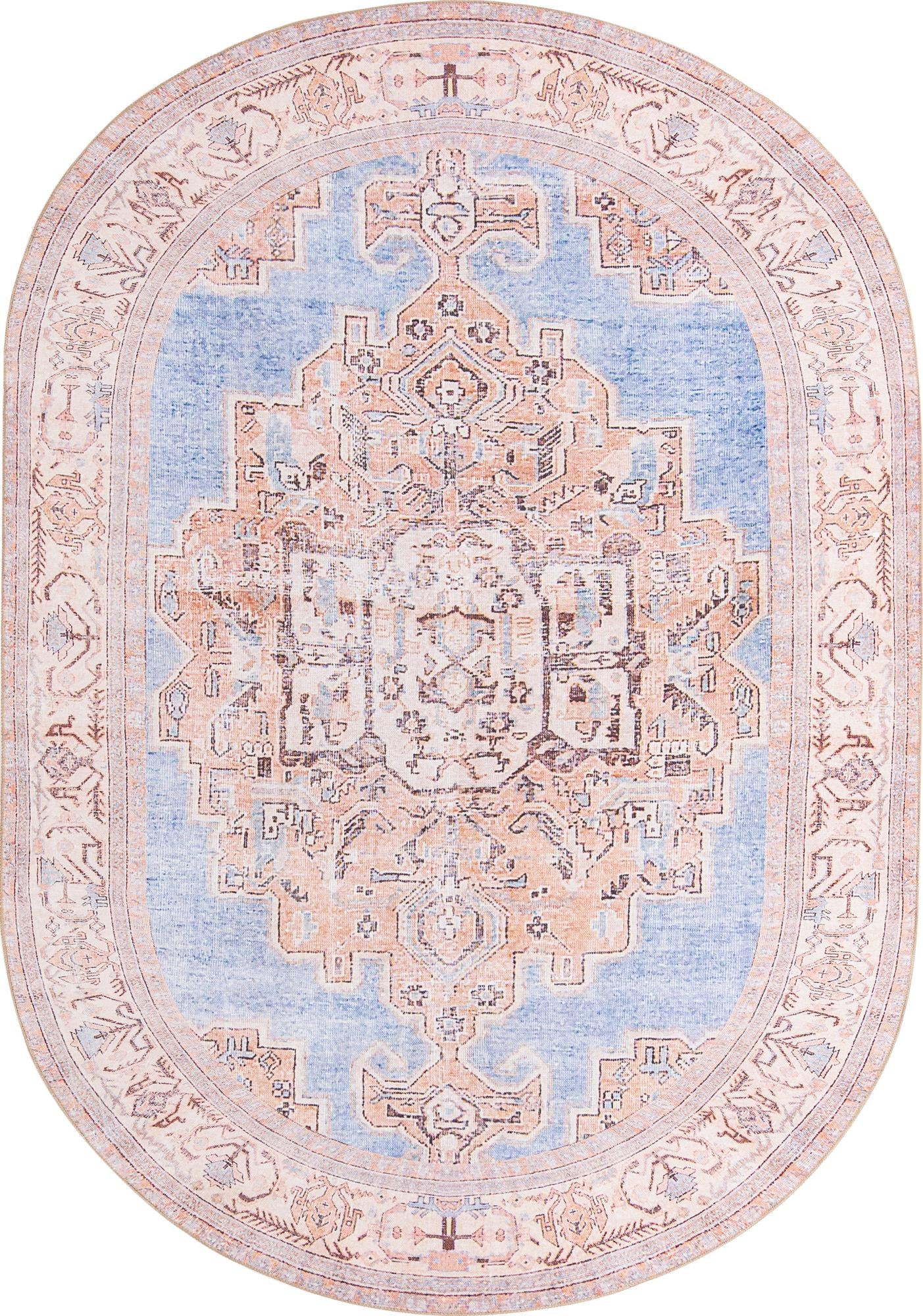 7' 6 x 10' 6 Boone · Medallion Washable Rug, blue and beige