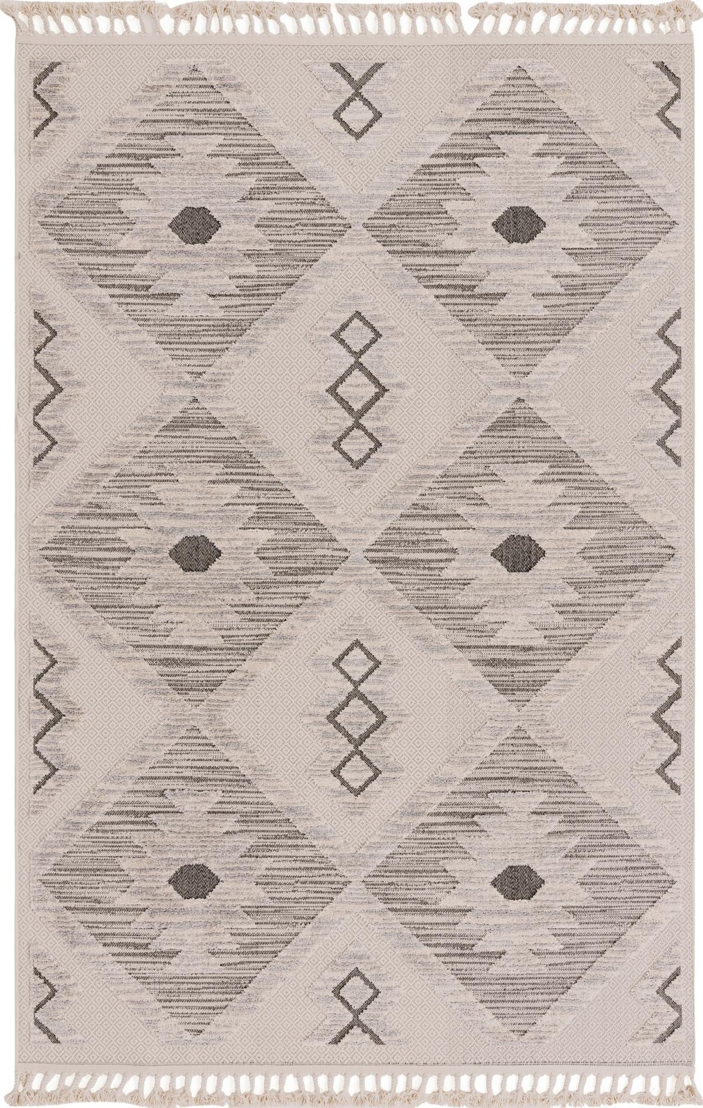 6' x 9' Fletcher · Geometric diamond rug, beige and gray