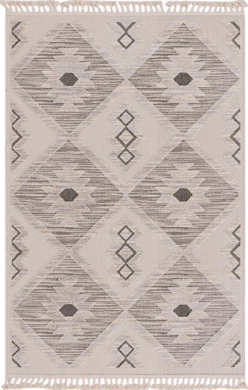 6' x 9' Fletcher · Geometric diamond rug, beige and gray