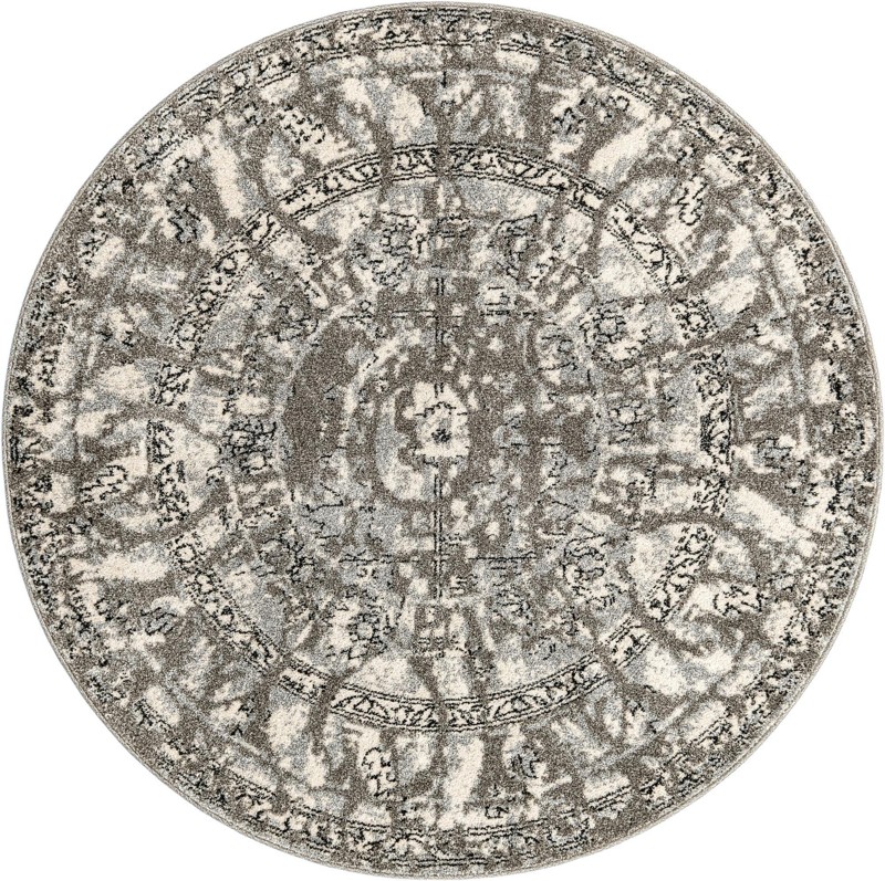 Winslow · Distressed medallion rug, gray and ivory