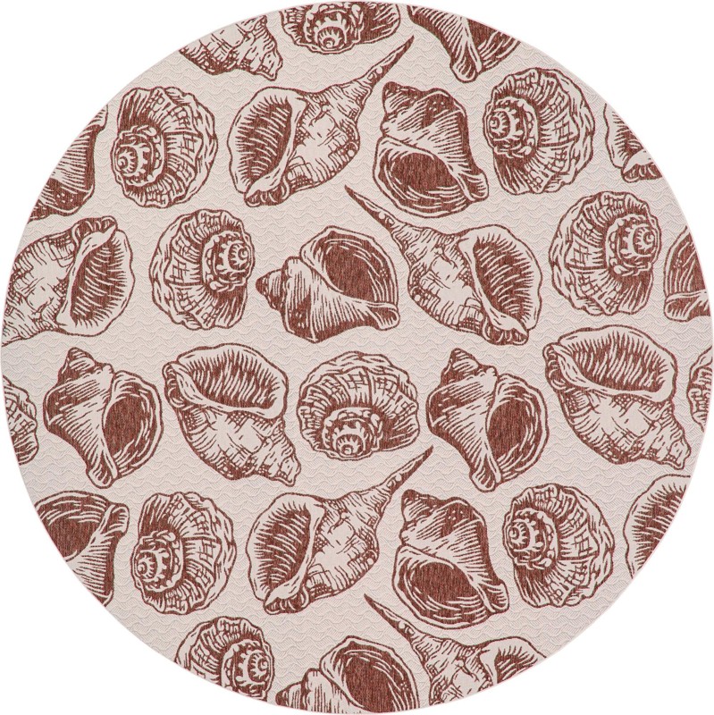 13' x 13' Arcata · Pictoral Outdoor Rug, ivory and rust red