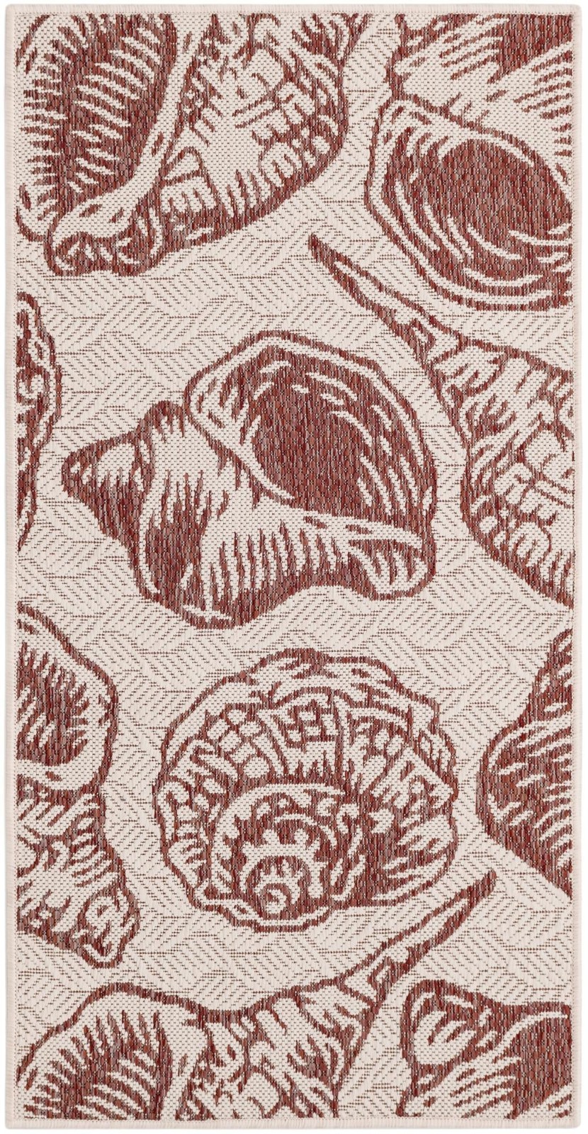 2' x 4' Arcata · Pictoral Outdoor Rug, ivory and rust red