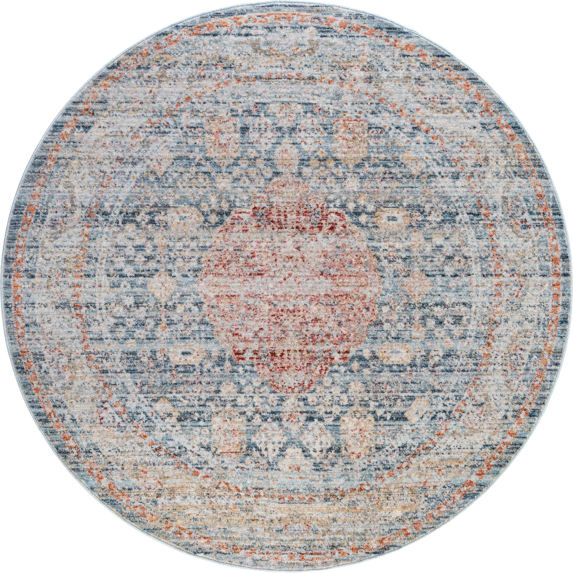 3' 10 x 3' 10 Meridian · Medallion rug, blue