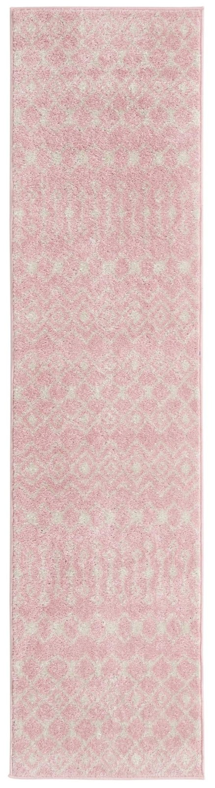 2' x 8' Boswell · Geometric trellis rug, pink and ivory