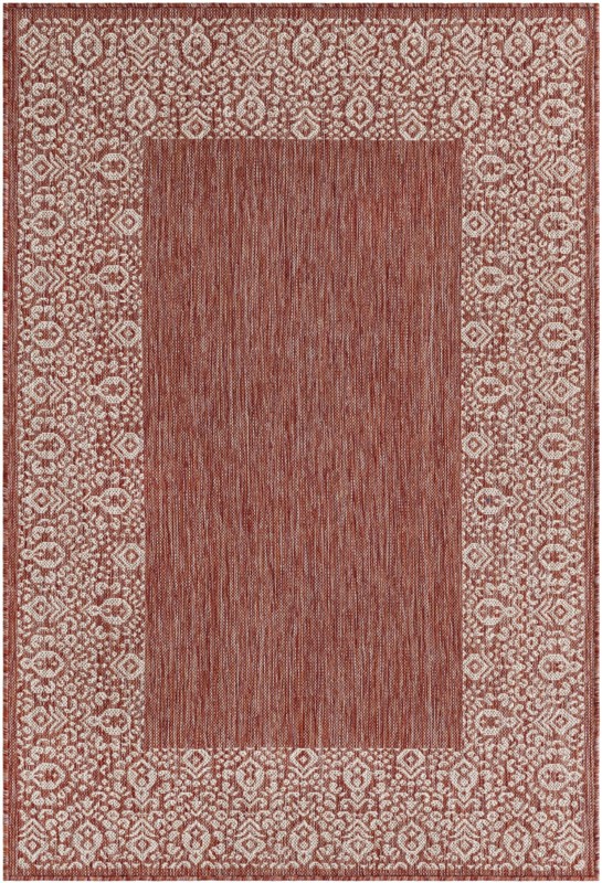 Bloomfield · Border Outdoor Rug, rust red