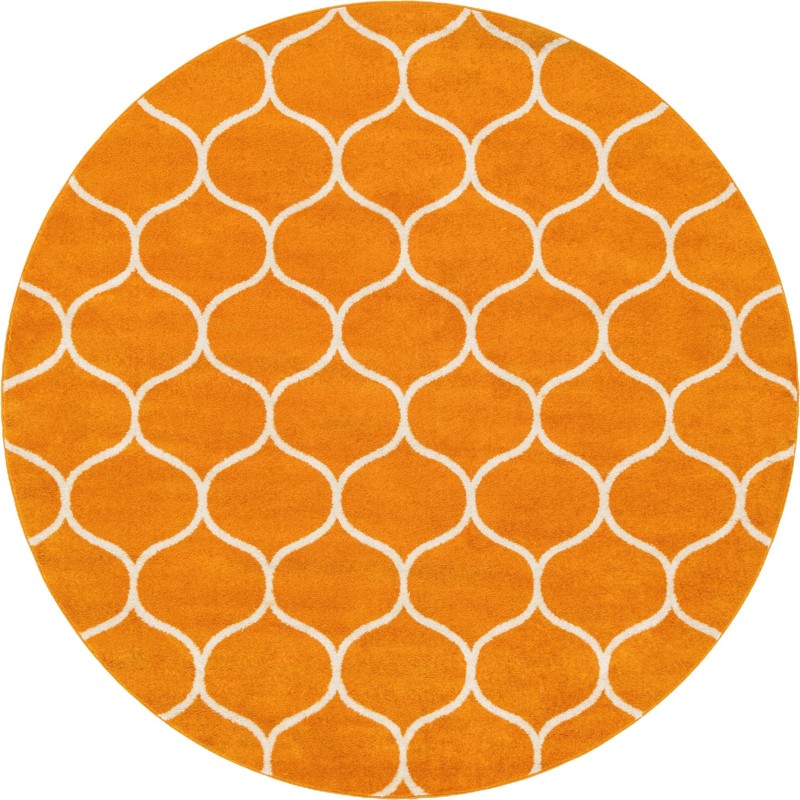 7' 10 x 7' 10 Ingram · Lattice rug, orange and ivory