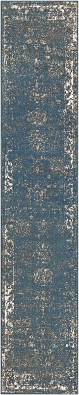 2' x 9' 10 Blakemore · Distressed medallion rug, blue and ivory