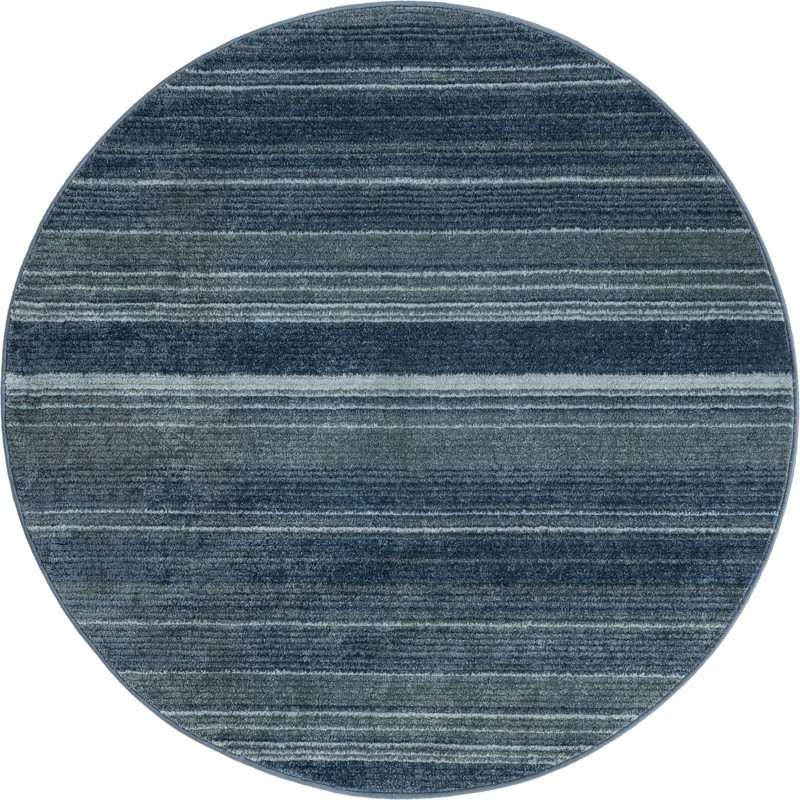 5' 3 x 5' 3 Jagger · Striped rug, blue and gray