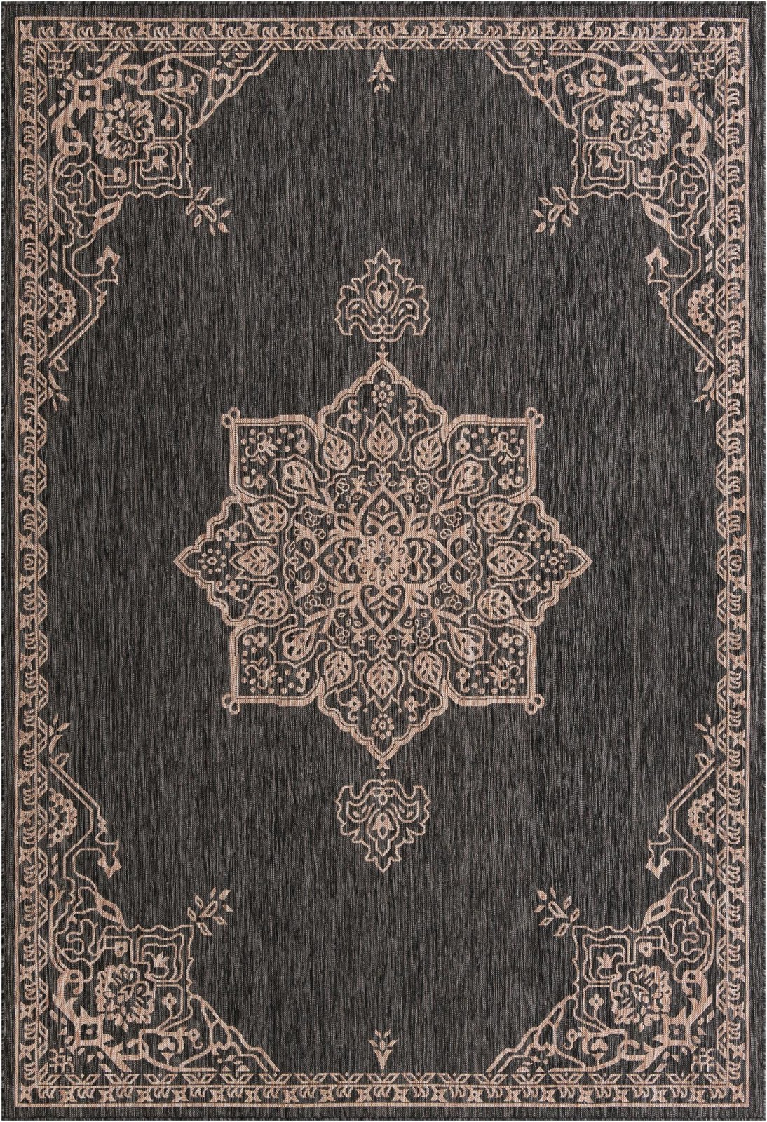 7' 10 x 11' Rhys · Border Outdoor Rug, charcoal