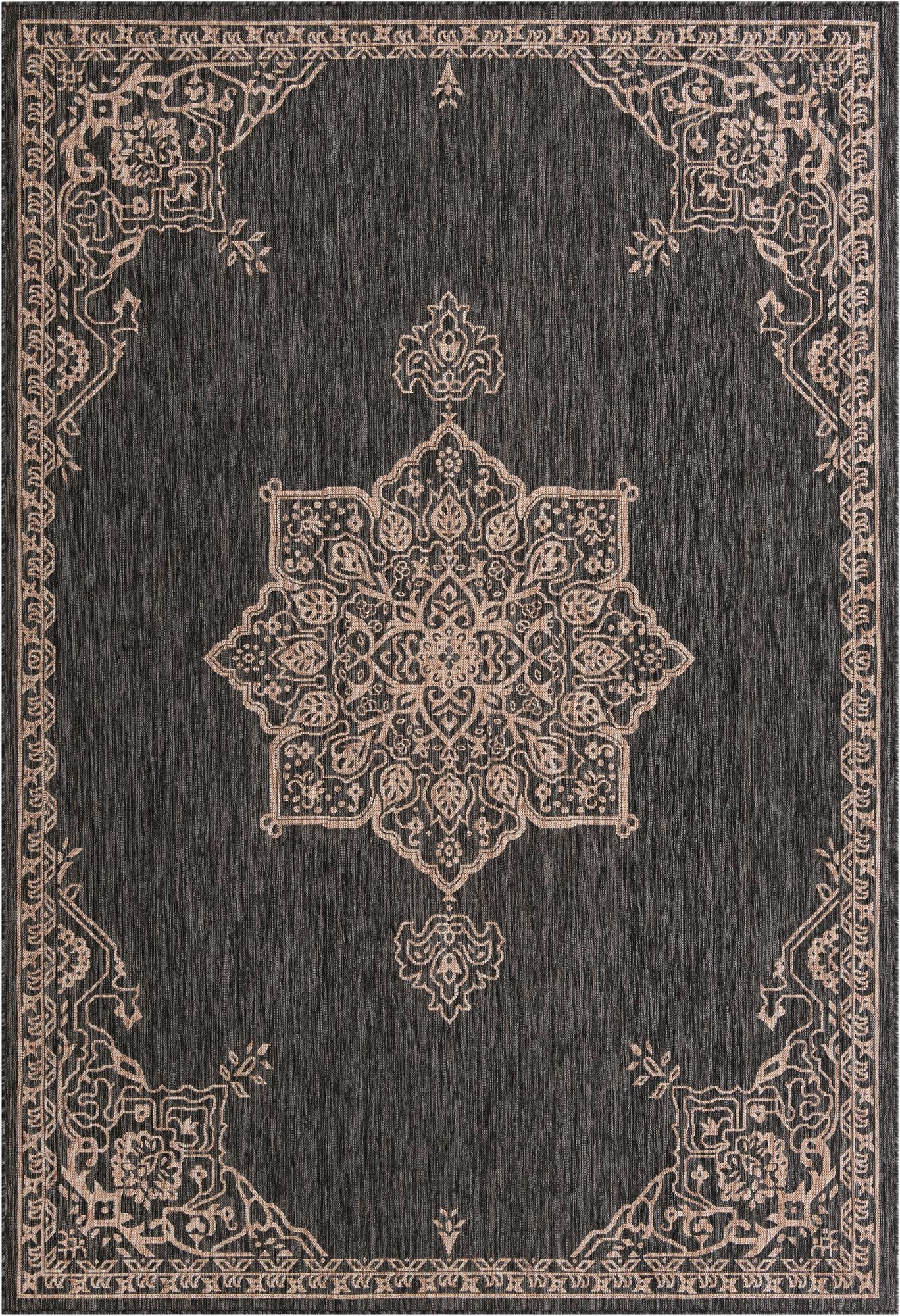 7' 10 x 11' Rhys · Border Outdoor Rug, charcoal