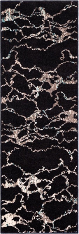 2' x 6' Irwin · Abstract rug, navy blue
