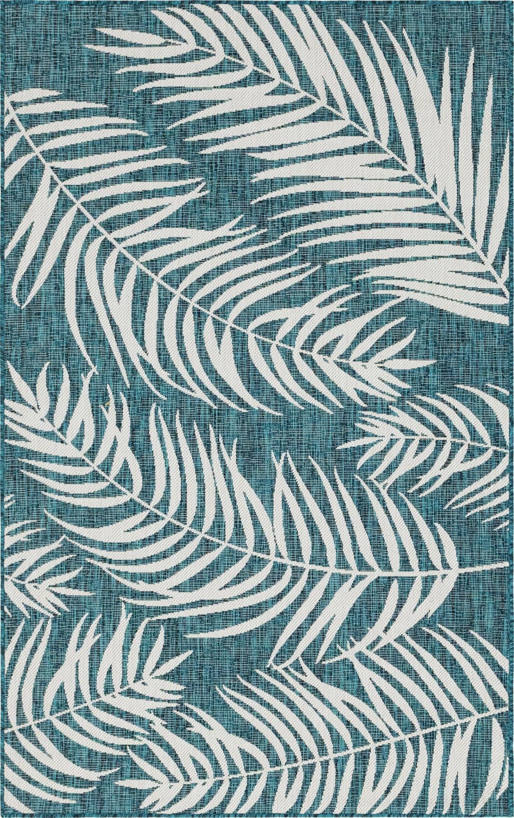 5' 3 x 8' Moody · Floral / botanical Outdoor Rug, teal