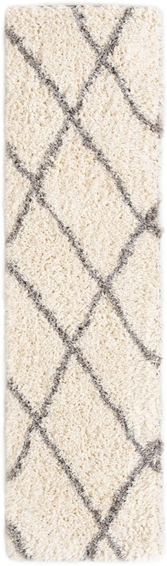 2' 7 x 10' Rockingham · Diamond shag rug, pearl and gray