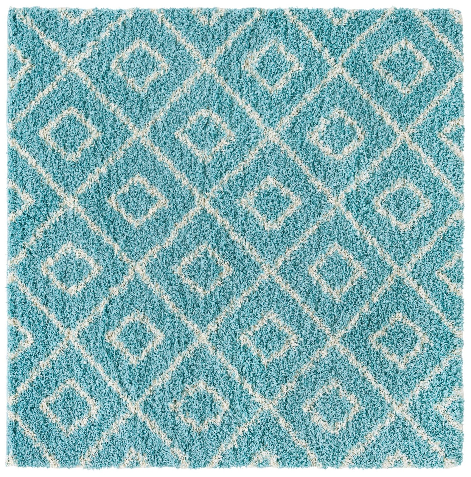 6' x 6' Brock · Diamond Shag Rug, aqua