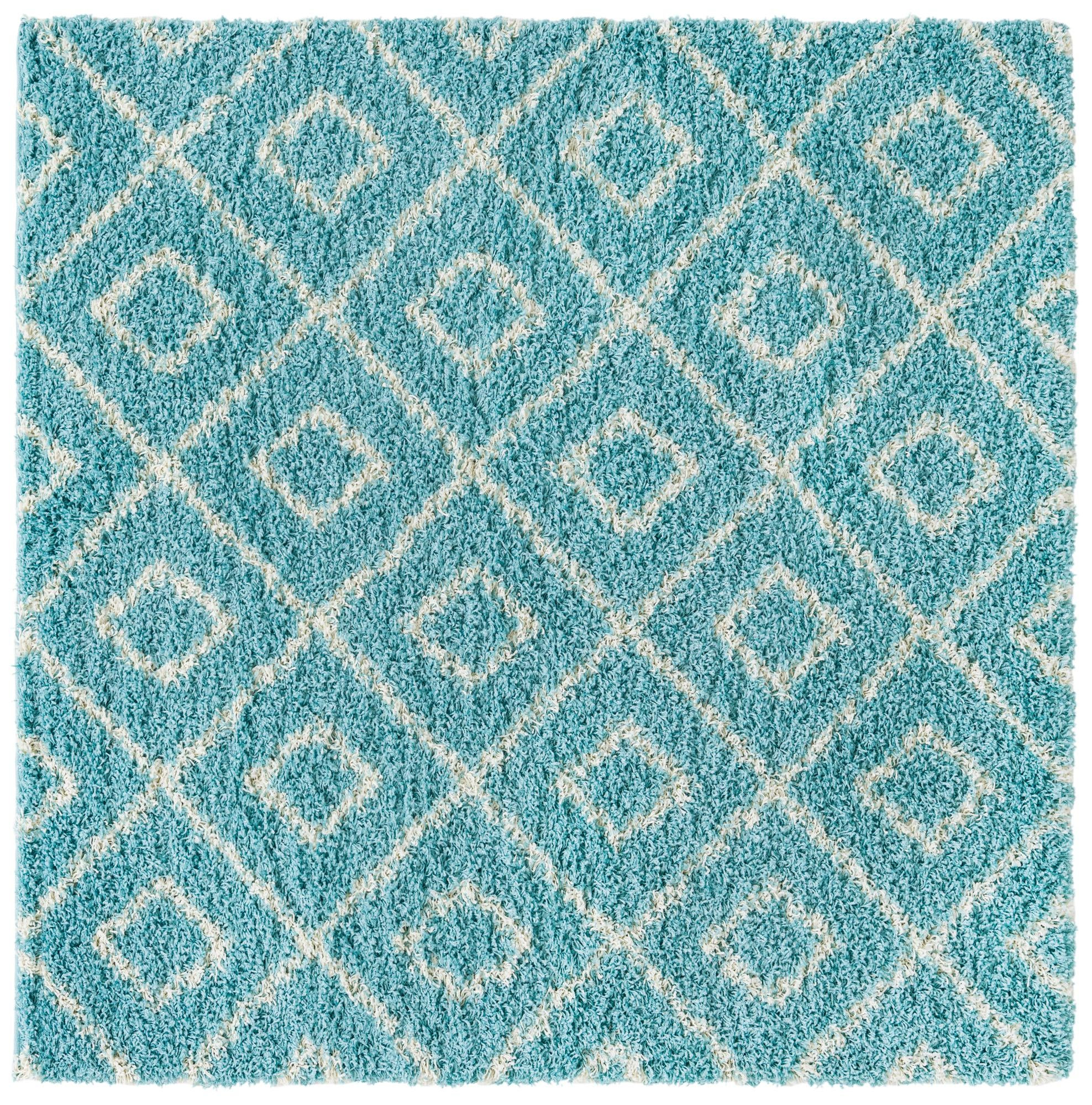 6' x 6' Brock · Diamond Shag Rug, aqua