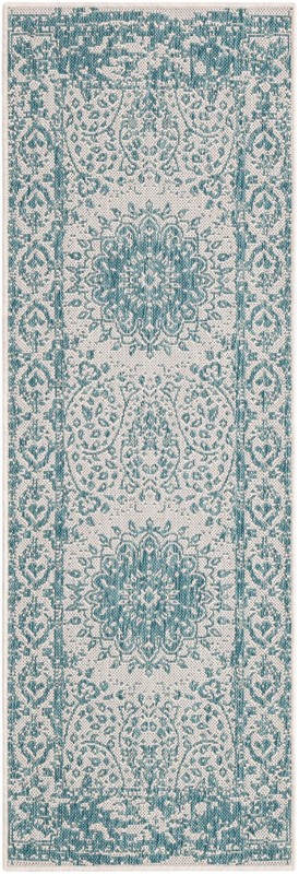 2' x 6' Royce · Border Outdoor Rug, aqua