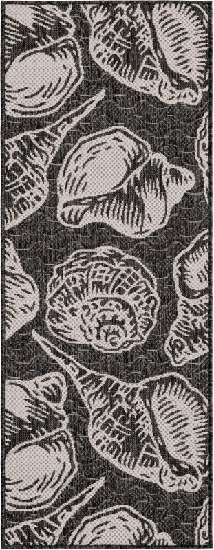2' x 5' 3 Arcata · Seashell Outdoor Rug, black and white