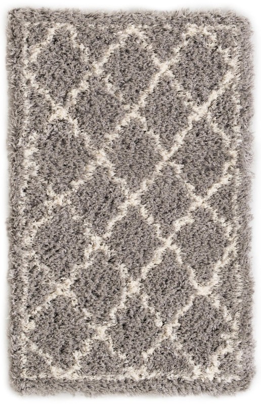 3' x 5' 3 Kemble · Border Shag Rug, ash gray