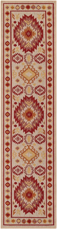 2' x 8' Whitfield · Diamond Outdoor Rug, beige and rust red