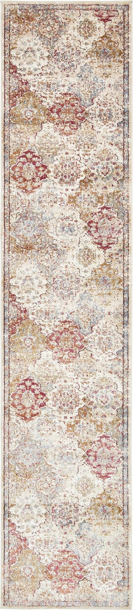 2' 7 x 12' 2 Melrose · Distressed medallion lattice rug, multicolor beige