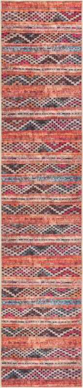 Wetherby · Tribal striped Washable Rug, rust and black