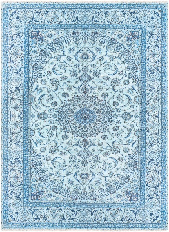 5' 1 x 7' 10 Haworth · Border rug, blue